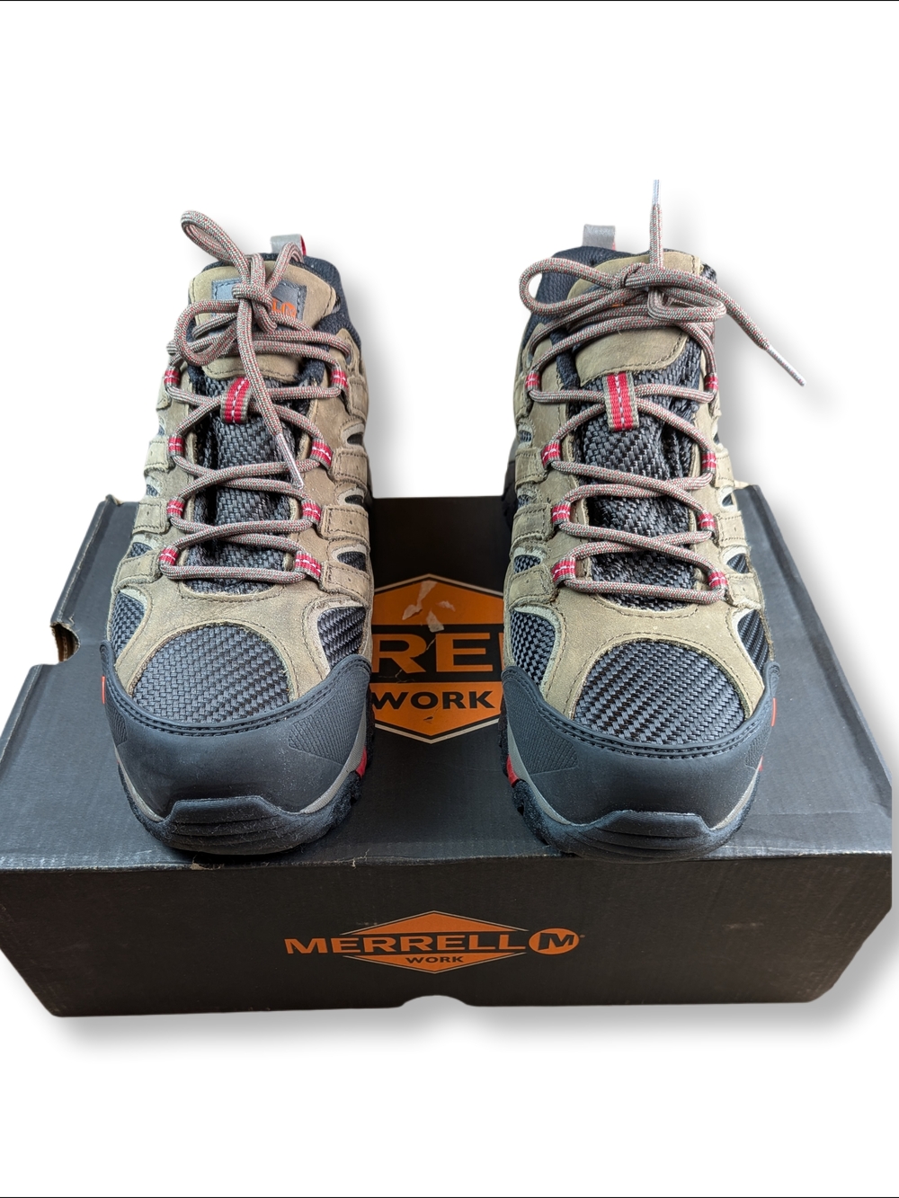 👀 Merrell Moab 2 Vent WTPF CT Comp Toe Work Shoe Boots Size 10 J15774 Boulder - Picture 3 of 9